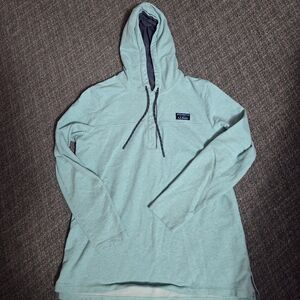 L.L. Bean Heathered Aqua Hoodie with Navy Trim